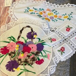 NEW Handmade Floral Embroidered Doilies